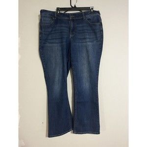 Maurices Womens Dark Wash Mid Rise Denim Jeans Size 18 Regular Mom Blue  Logo